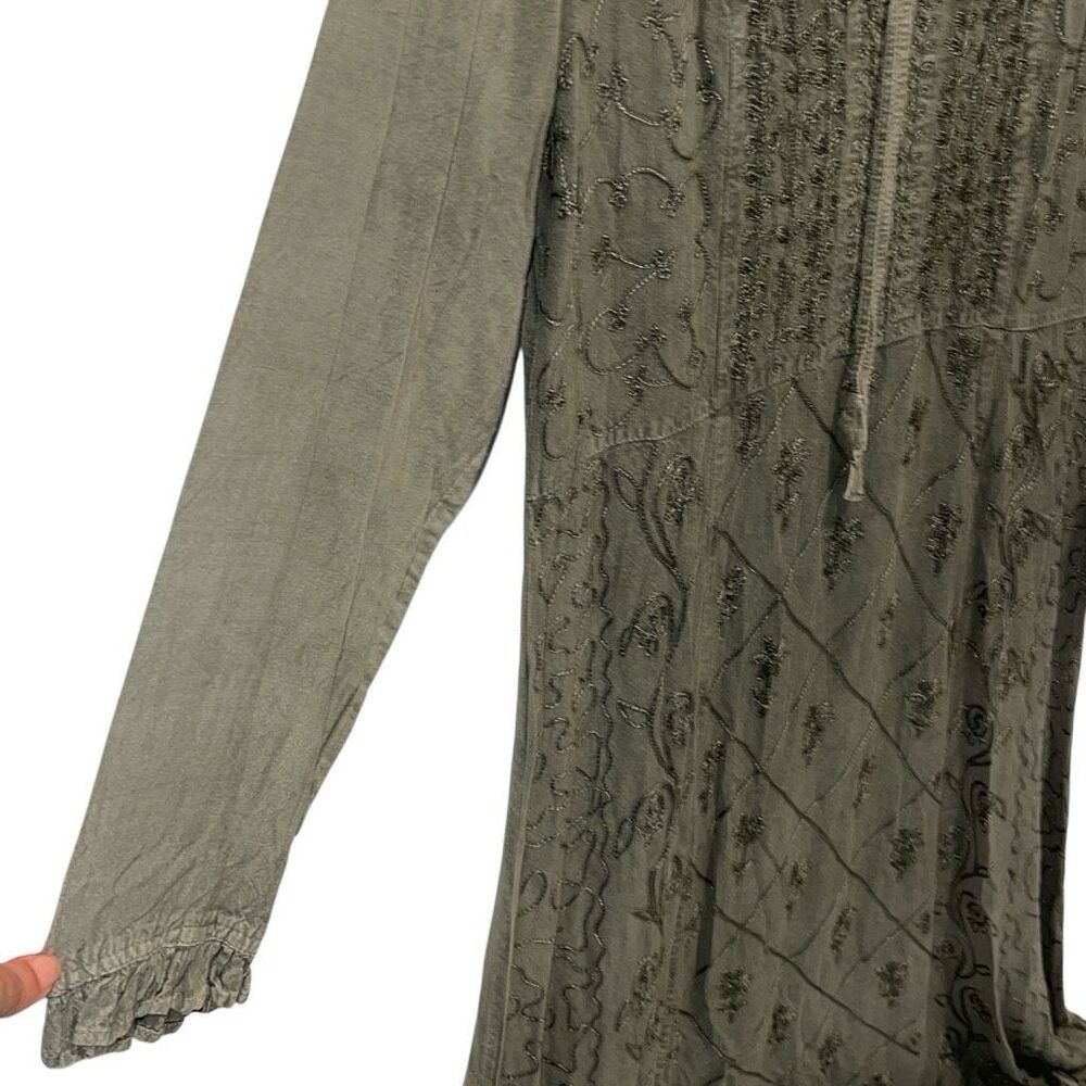 Naqui New York Womens Embellished Long Sleeve Fit & Flare Maxi Dress Green Large - Picture 3 of 9